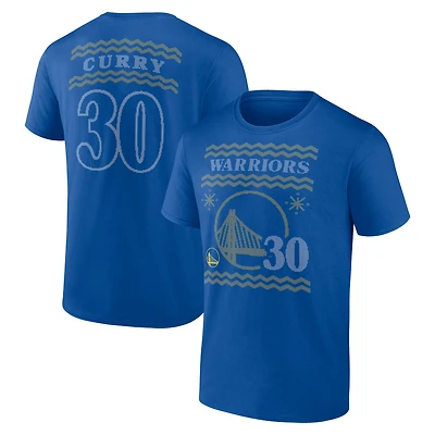 Men's Royal Golden State Warriors Ugly Sweater Name & Number T-Shirt
