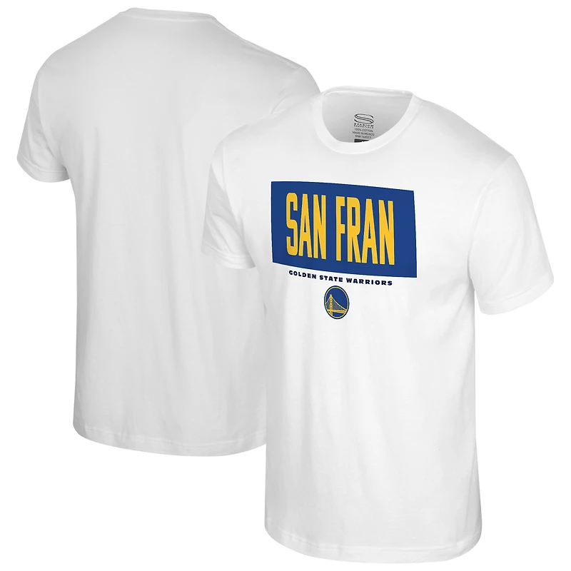 T-shirt blanc Stadium Essentials pour homme, motif barre transversale des Golden State Warriors