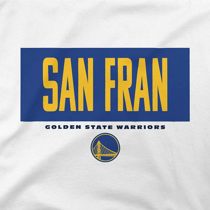 T-shirt blanc Stadium Essentials pour homme, motif barre transversale des Golden State Warriors