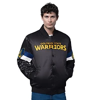 Men's Starter Golden State Warriors Triple Option Varsity Full-Snap Satin Jacket