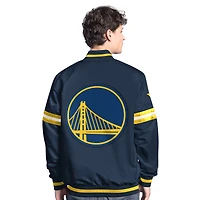 Men's Starter Navy Golden State Warriors Scout Full-Snap Varsity Jacket