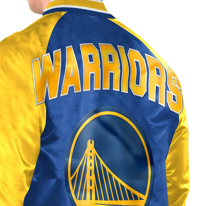 Men's Starter Royal/Gold Golden State Warriors Inductee Raglan Full-Snap Varsity Jacket