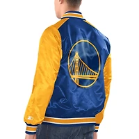 Veste universitaire à bouton-pression en satin Starter Royal/Gold Golden State Warriors Renegade pour hommes