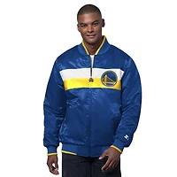 Veste universitaire en satin Ambassador pour homme, couleur royal/or, Golden State Warriors
