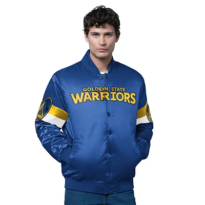 Veste en satin à boutons-pression triple option pour homme des Golden State Warriors