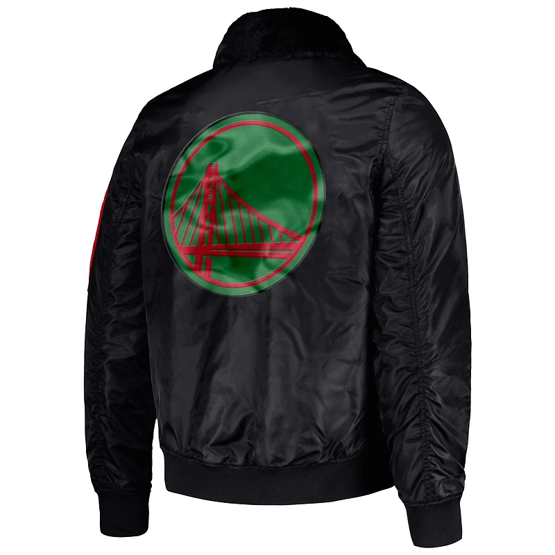 Veste Starter x Ty Mopkins noire pour homme Golden State Warriors Black History Month Satin Full-Zip Jacket