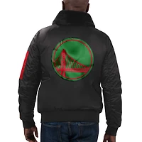 Veste Starter x Ty Mopkins noire pour homme Golden State Warriors Black History Month Satin Full-Zip Jacket