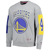 Men's Tommy Jeans Heather Gray Golden State Warriors Hayes Crew Neck Pullover Sweatshirt