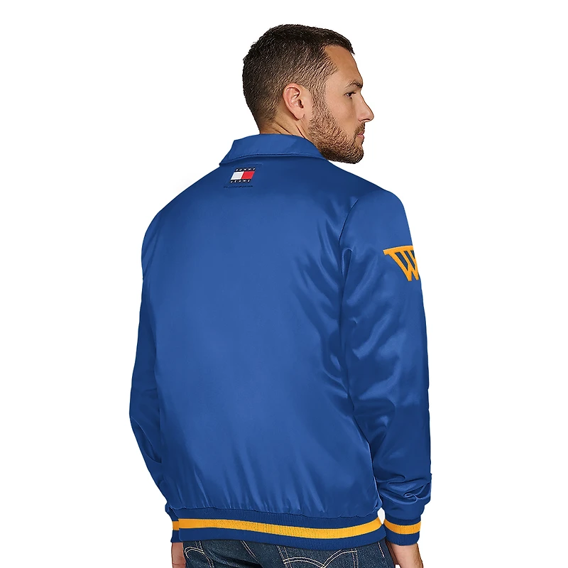Men's Tommy Jeans Royal Golden State Warriors Jacob Chain Stitch Applique Full-Snap Varsity Jacket
