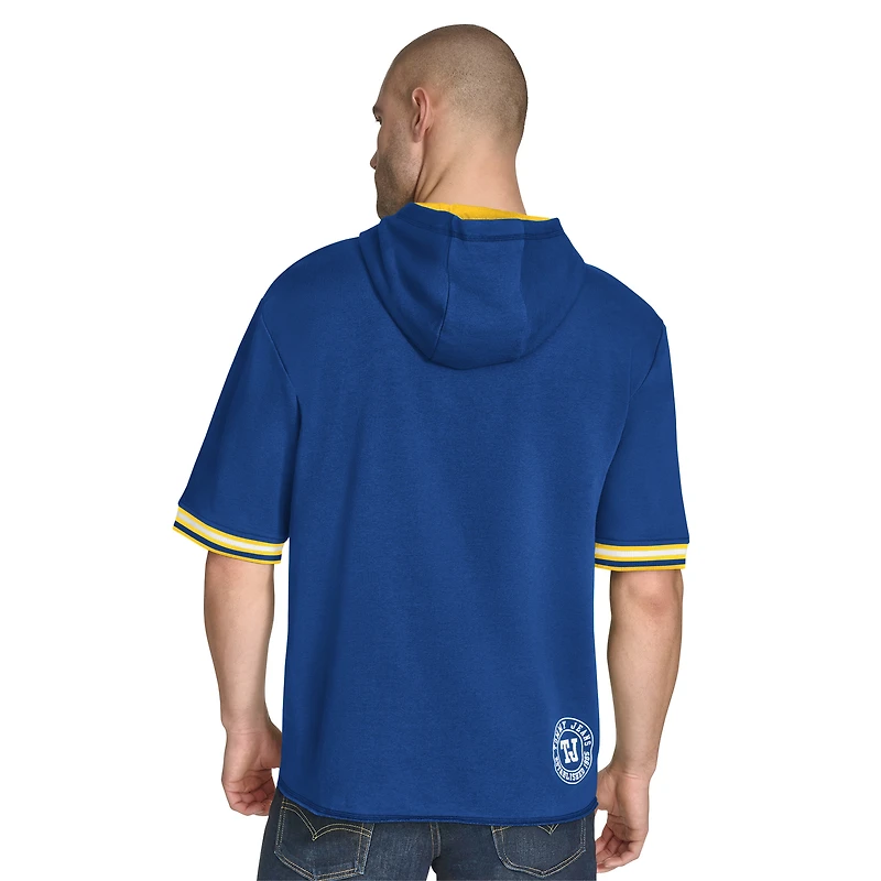 Men's Tommy Jeans Royal Golden State Warriors Paul French Terry Short Sleeve Pullover Hoodie