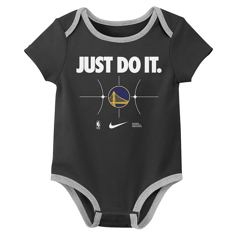 Ensemble de deux bodies Just Do It Nike Royal/Black Golden State Warriors pour nouveau-né