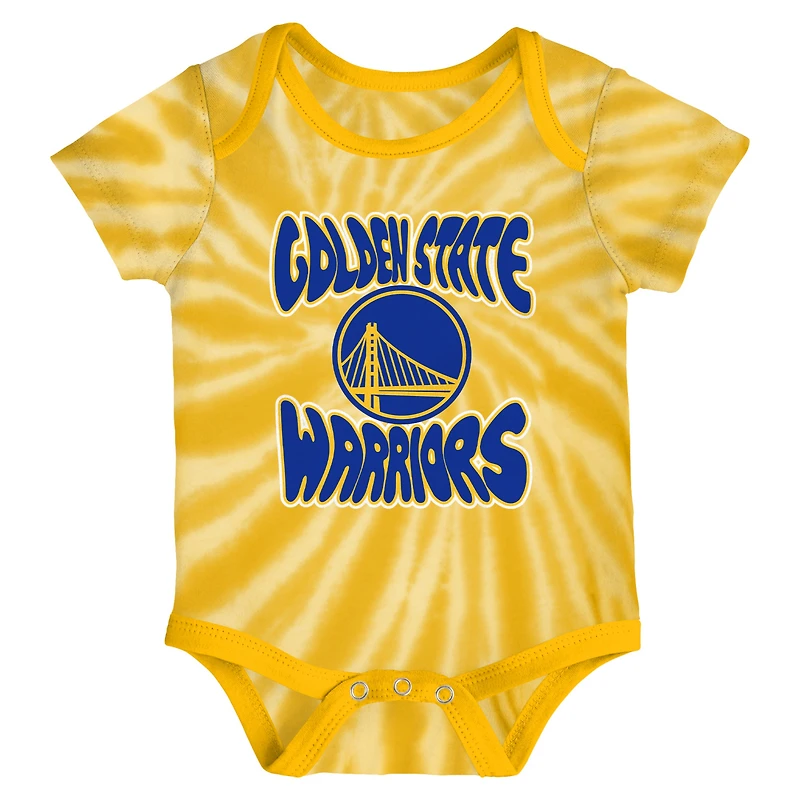 Newborn & Infant White/Yellow Golden State Warriors Monterey Tie-Dye - 2-Pack Bodysuit Set