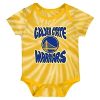 Newborn & Infant White/Yellow Golden State Warriors Monterey Tie-Dye - 2-Pack Bodysuit Set