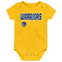 Newborn Outerstuff Golden State Warriors Three-Pack Littlest Player Bodysuit Set