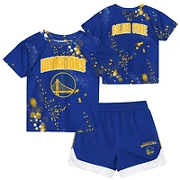 Ensemble t-shirt et short Golden State Warriors Home Plate pour enfants d'âge préscolaire Outerstuff Royal