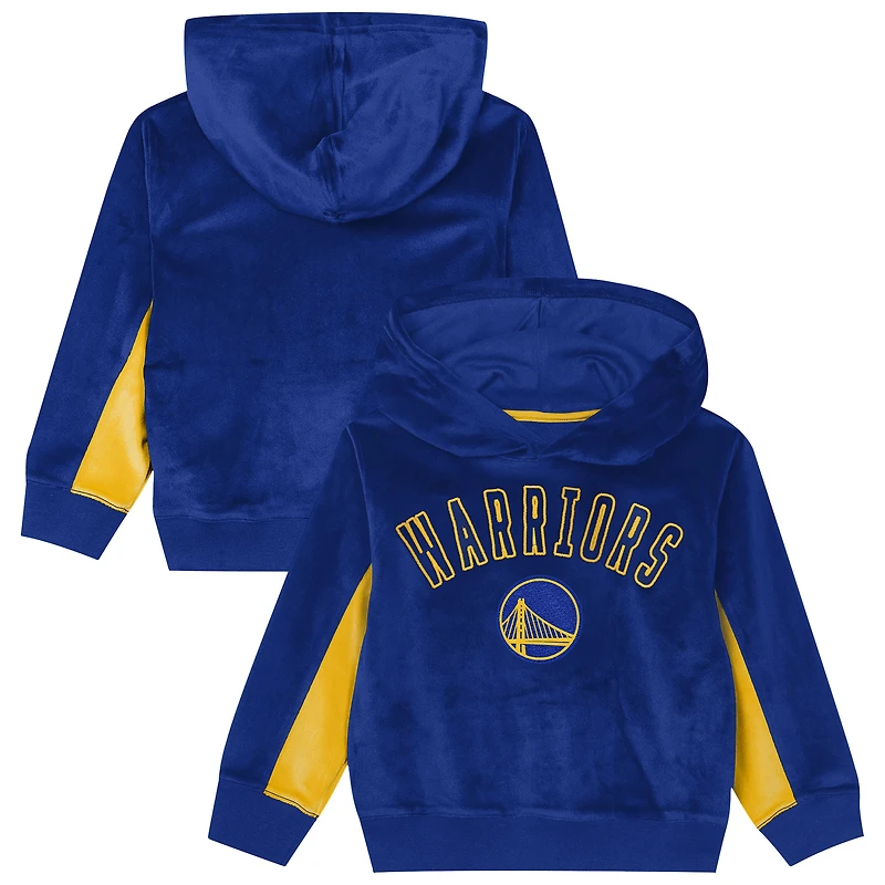 Sweat à capuche en velours Royal Golden State Warriors pour enfants d'âge préscolaire Outerstuff