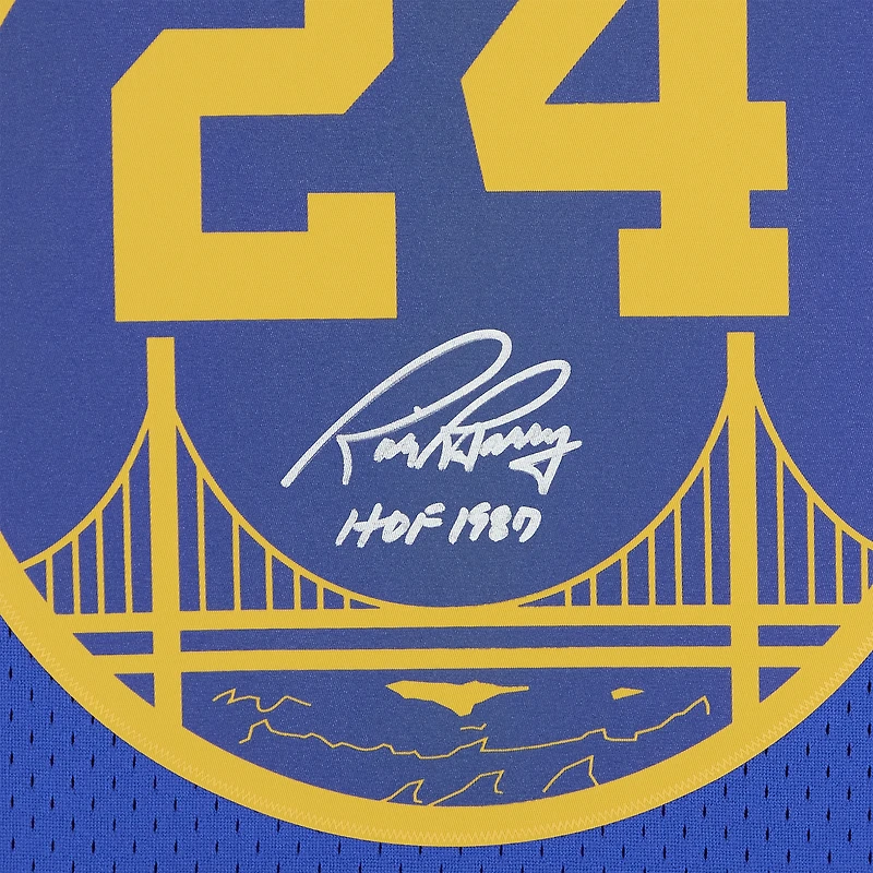 Maillot Swingman bleu autographié par Rick Barry des Golden State Warriors, Mitchell & Ness, 1996-97