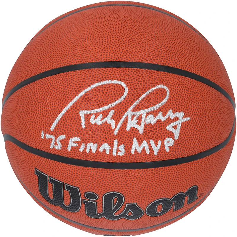 Ballon de basket-ball d'intérieur/extérieur Wilson Authentic Series autographié par Rick Barry, Golden State Warriors, avec inscription « 75 Finals MVP »