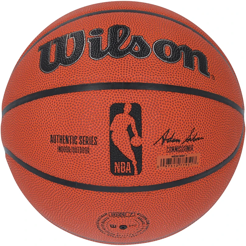 Ballon de basket-ball d'intérieur/extérieur Wilson Authentic Series autographié par Rick Barry, Golden State Warriors, avec inscription « 75 Finals MVP »