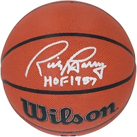 Ballon de basket-ball intérieur/extérieur Wilson Authentic Series autographié par Rick Barry des Golden State Warriors avec inscription « HOF 87 »