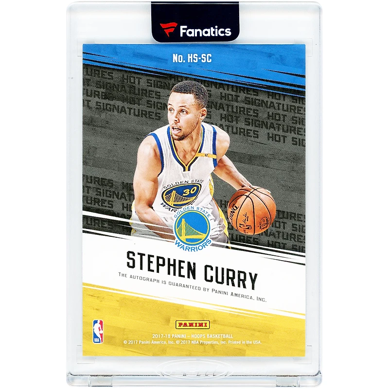 Carte autographiée Stephen Curry des Golden State Warriors 2017-18 Panini Hoops Hot Signatures #HS-SC