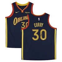 Stephen Curry Golden State Warriors Autographed Navy Nike 2020-21 City Edition Swingman Jersey
