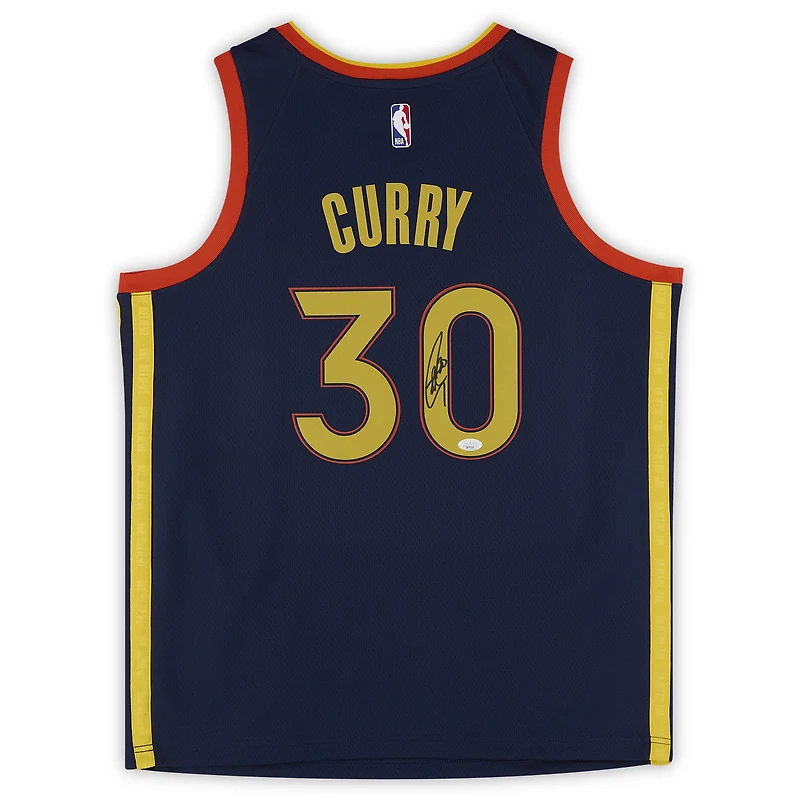 Stephen Curry Golden State Warriors Autographed Navy Nike 2020-21 City Edition Swingman Jersey