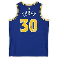 Maillot Swingman Nike Classic Edition bleu royal autographié par Stephen Curry des Golden State Warriors - JSA