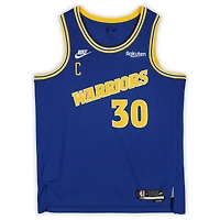 Maillot Swingman Nike Classic Edition bleu royal autographié par Stephen Curry des Golden State Warriors - JSA