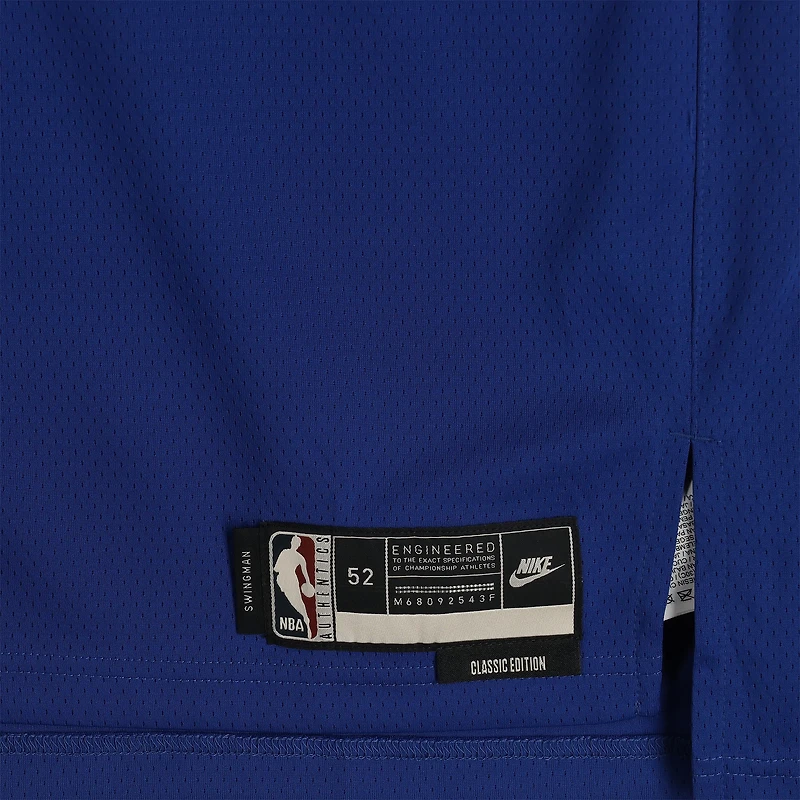 Maillot Swingman Nike Classic Edition bleu royal autographié par Stephen Curry des Golden State Warriors - JSA