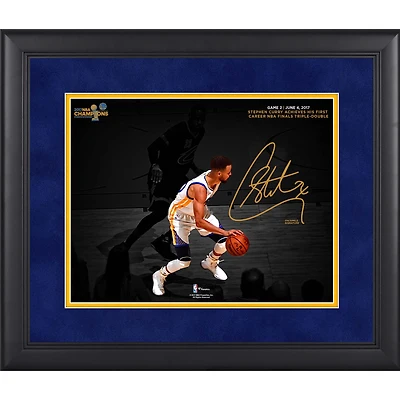 Stephen Curry Golden State Warriors Framed 11" x 14" 2017 NBA Finals Champions Triple-Double Spotlight Photograph - Facsimile Signature