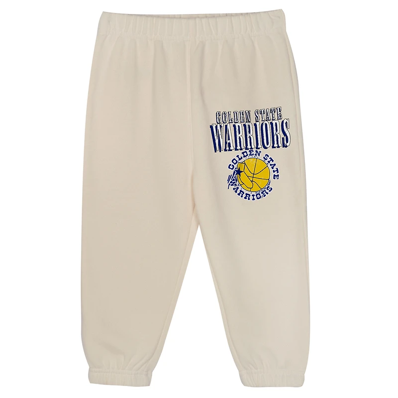Ensemble sweat à capuche et pantalon surdimensionnés pour tout-petits Mitchell & Ness crème Golden State Warriors Hang Time