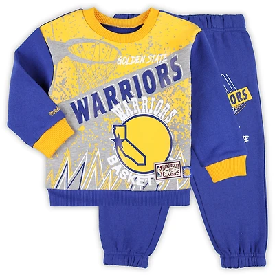 Toddler Mitchell & Ness Golden State Warriors Blockbuster Oversized Fleece Pant Set