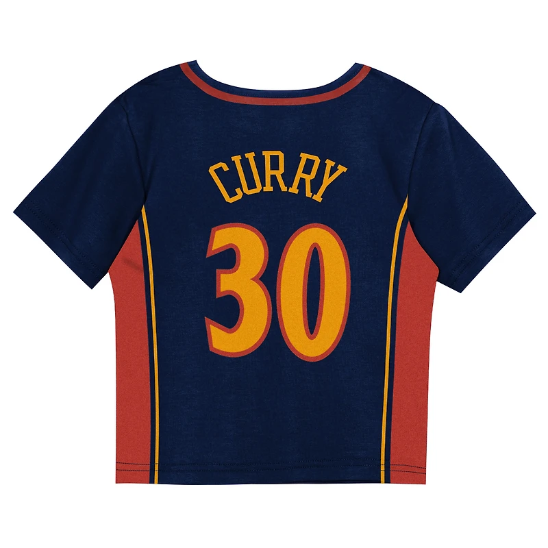 Toddler Mitchell & Ness Stephen Curry Navy Golden State Warriors 2-Piece Play by Place T-Shirt Shorts Set