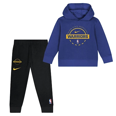 Ensemble 2 pièces Nike Royal Golden State Warriors Team Logo Club Fleece à capuche et pantalon de survêtement pour enfant