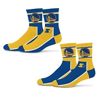 Lot de 2 paires de chaussettes mi-mollet unisexes Starter Royal/Gold Golden State Warriors à double bloc de couleur