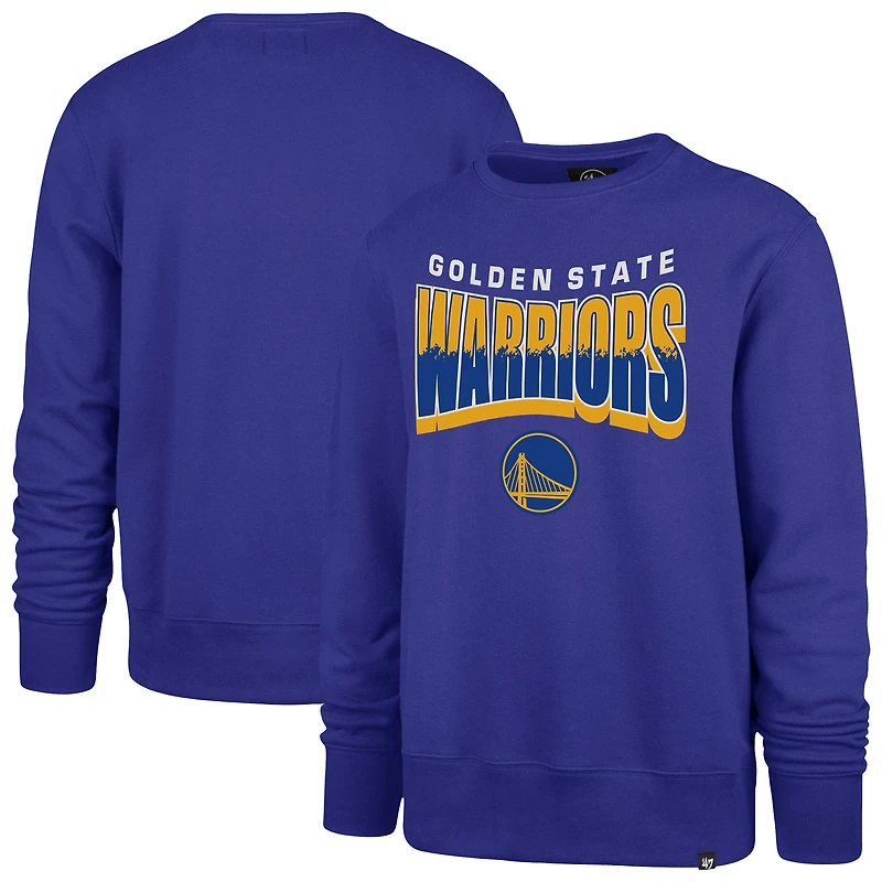Unisex '47  Royal Golden State Warriors Brush By Headline Crewneck Sweatshirt