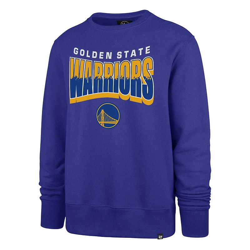 Unisex '47  Royal Golden State Warriors Brush By Headline Crewneck Sweatshirt