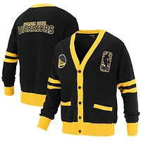 Pull cardigan unisexe FISLL noir Golden State Warriors Logoman Shadow Collection à boutons complets