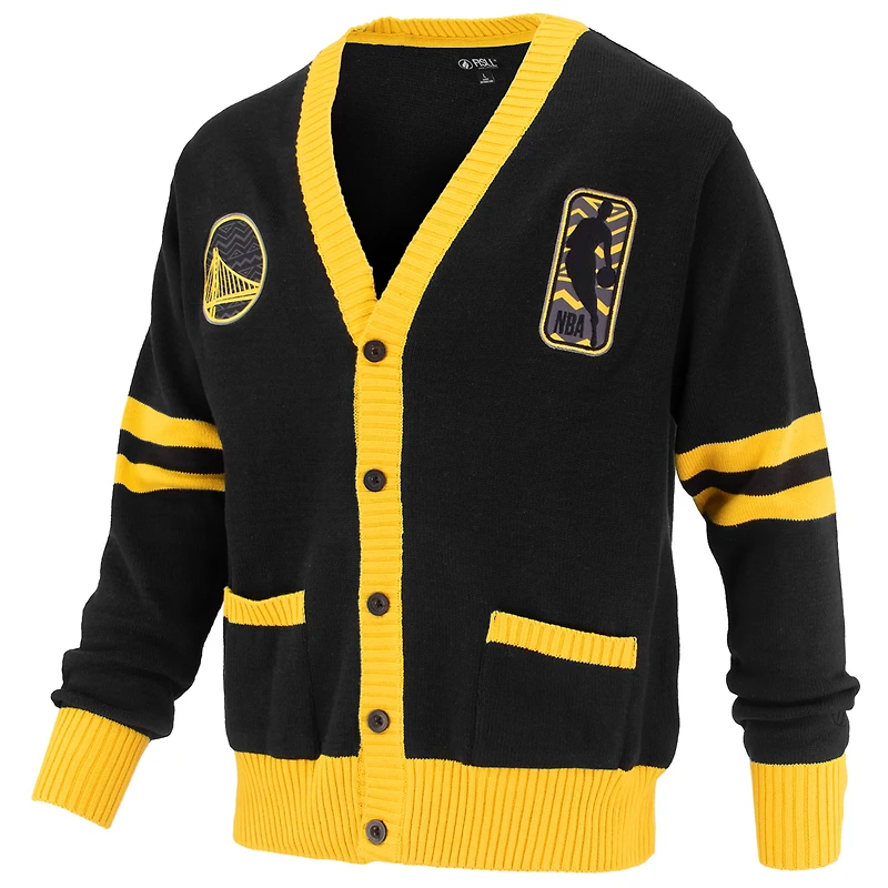 Pull cardigan unisexe FISLL noir Golden State Warriors Logoman Shadow Collection à boutons complets