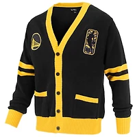 Pull cardigan unisexe FISLL noir Golden State Warriors Logoman Shadow Collection à boutons complets