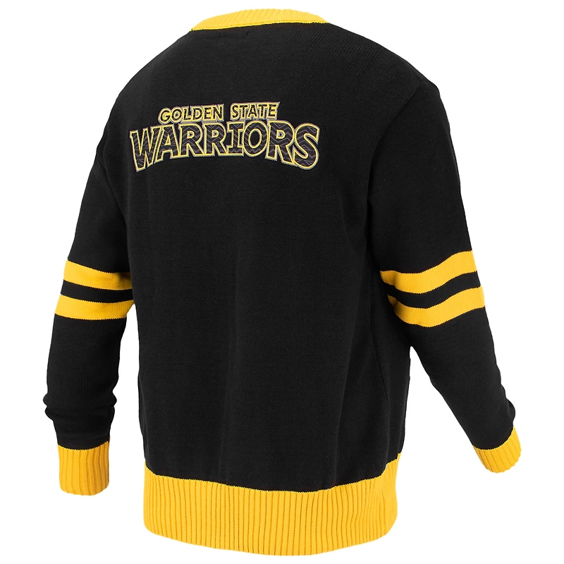 Pull cardigan unisexe FISLL noir Golden State Warriors Logoman Shadow Collection à boutons complets