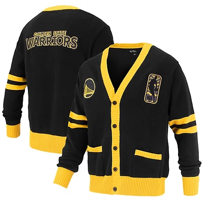 Pull cardigan unisexe FISLL noir Golden State Warriors Logoman Shadow Collection à boutons complets