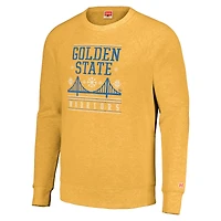 Sweat-shirt unisexe Hommage Gold Golden State Warriors Holiday Tri-Blend Raglan