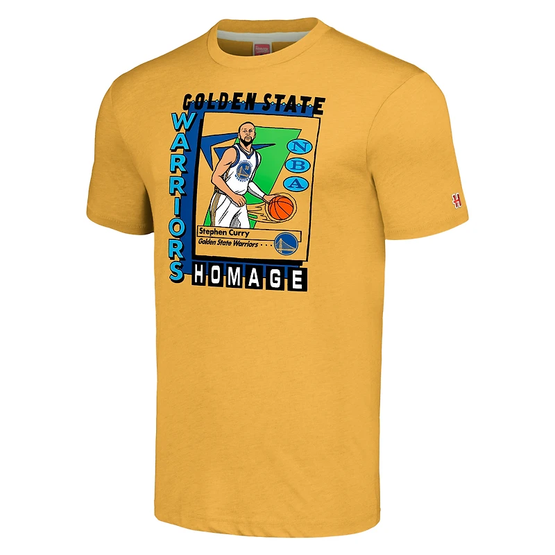Hommage unisexe Stephen Curry Gold Golden State Warriors SkyBox Player T-shirt triple mélange
