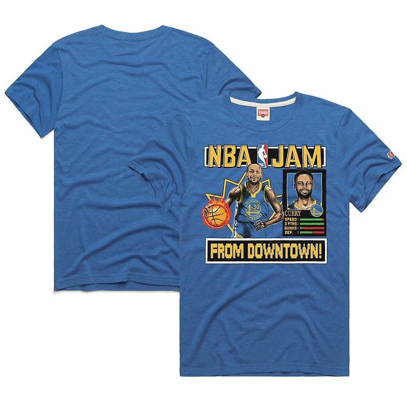 T-shirt unisexe hommage Stephen Curry Royal Golden State Warriors NBA Jam Tri-Blend
