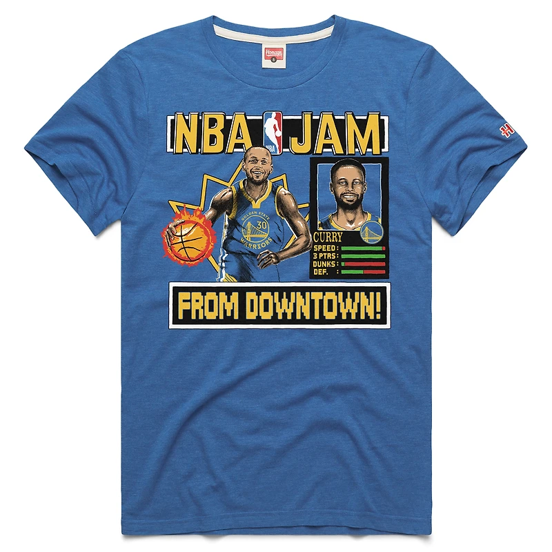 T-shirt unisexe hommage Stephen Curry Royal Golden State Warriors NBA Jam Tri-Blend