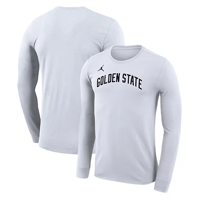 T-shirt à manches longues unisexe Jordan Brand blanc Golden State Warriors Statement Edition Legend Performance