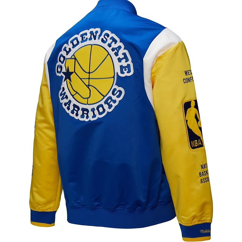 Unisex Mitchell & Ness Royal Golden State Warriors Vintage Team Origins Satin Full-Snap Jacket