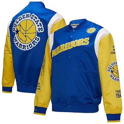 Veste unisexe Mitchell & Ness Royal Golden State Warriors Vintage Team Origins en satin à boutons-pression